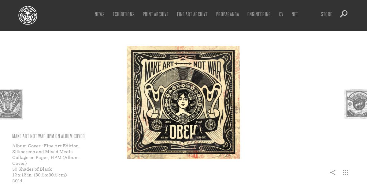 Make Art Not War HPM on Album Cover - Obey Giant Make Art Not War HPM on Album Cover - Obey Giant