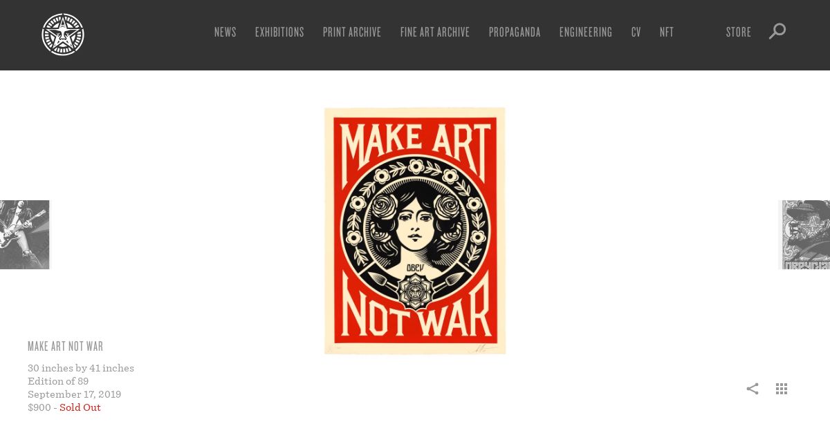 MAKE ART NOT WAR - Obey Giant MAKE ART NOT WAR - Obey Giant