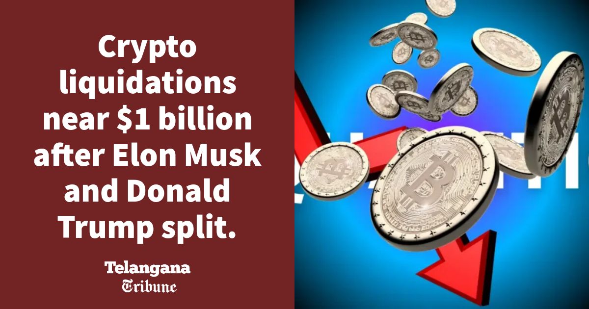 Crypto liquidations near $1 billion after Elon Musk and Donald Trump split.
